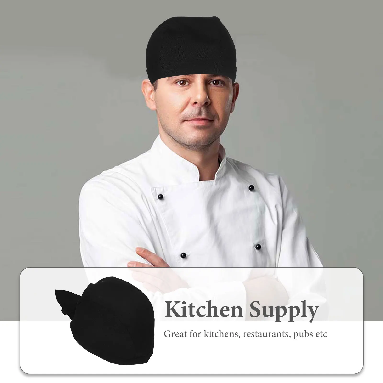 

Beavorty, 6 шт., шапки шеф-повара для мужчин и женщин, дышащие сетчатые шапки для приготовления пищи, черные кухонные рабочие головные уборы, хлопковые галстуки с лентой