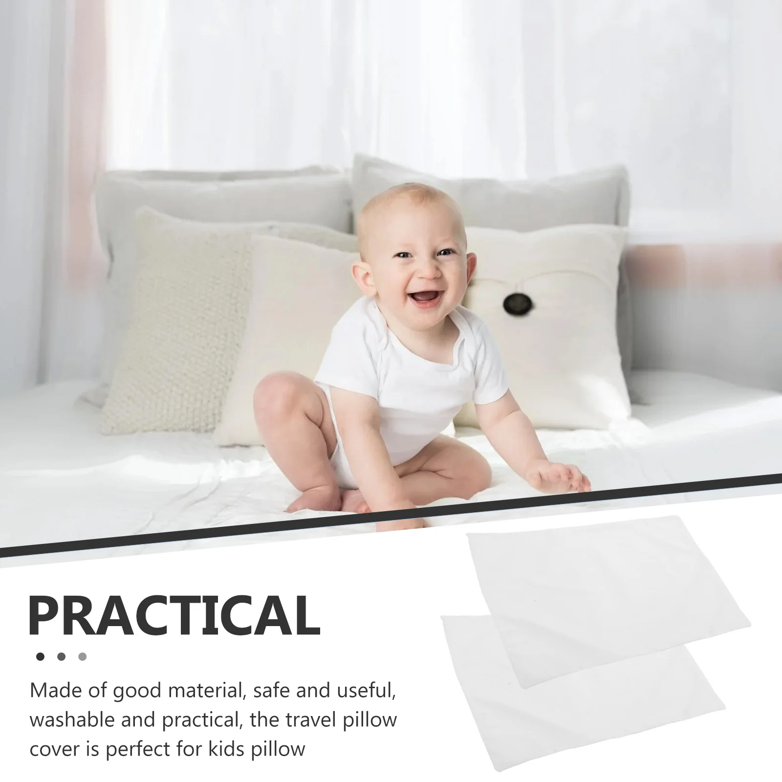 

2Pcs Children Pillow Cases Envelope Closure Toddler Pillowcase Kids Cover White Travel Size Soft Comfortable Washable