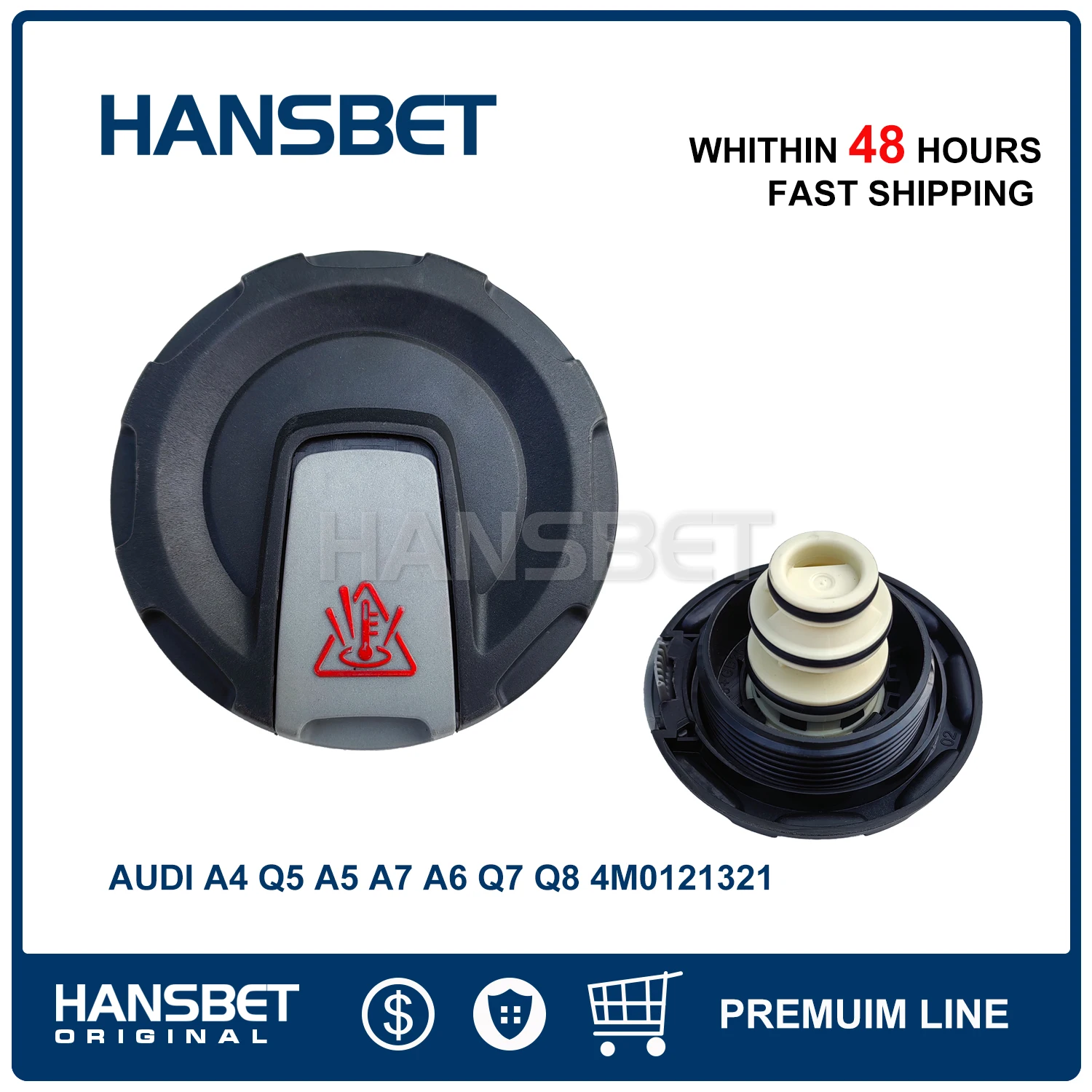 Expansion Tank Radiator Cap Fit For AUDI A4 A5 A6 A7 Q7 BENTLEY PORSCHE VW 15-19 4M0121321K 4M0121321Q 4M0121321H HANSBET