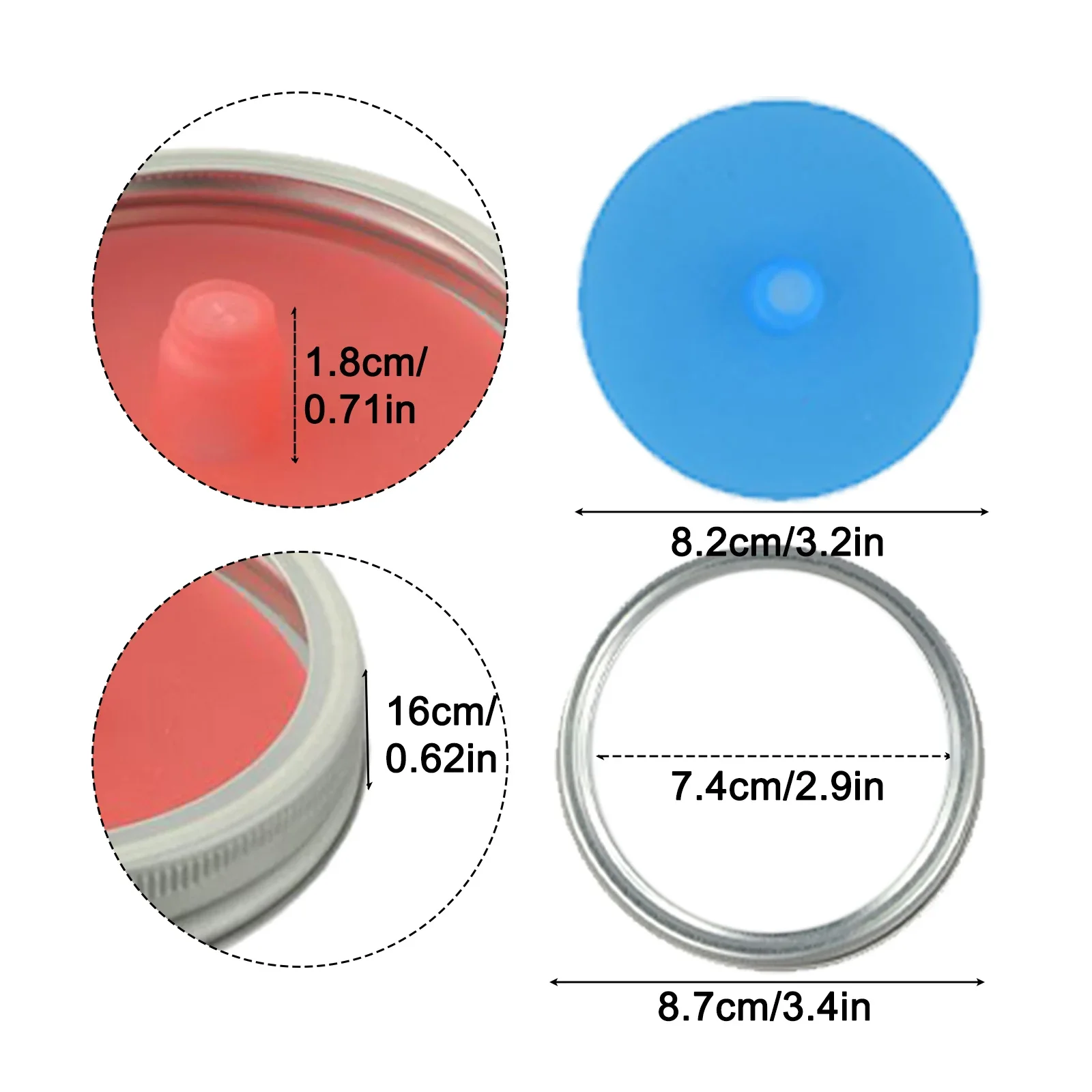 8.7cm / 3.4in Silicone Fermentation Lid, Anhydrous Airlock Fermented Pickles (No Jars)  Brewing Distilling Wine Making
