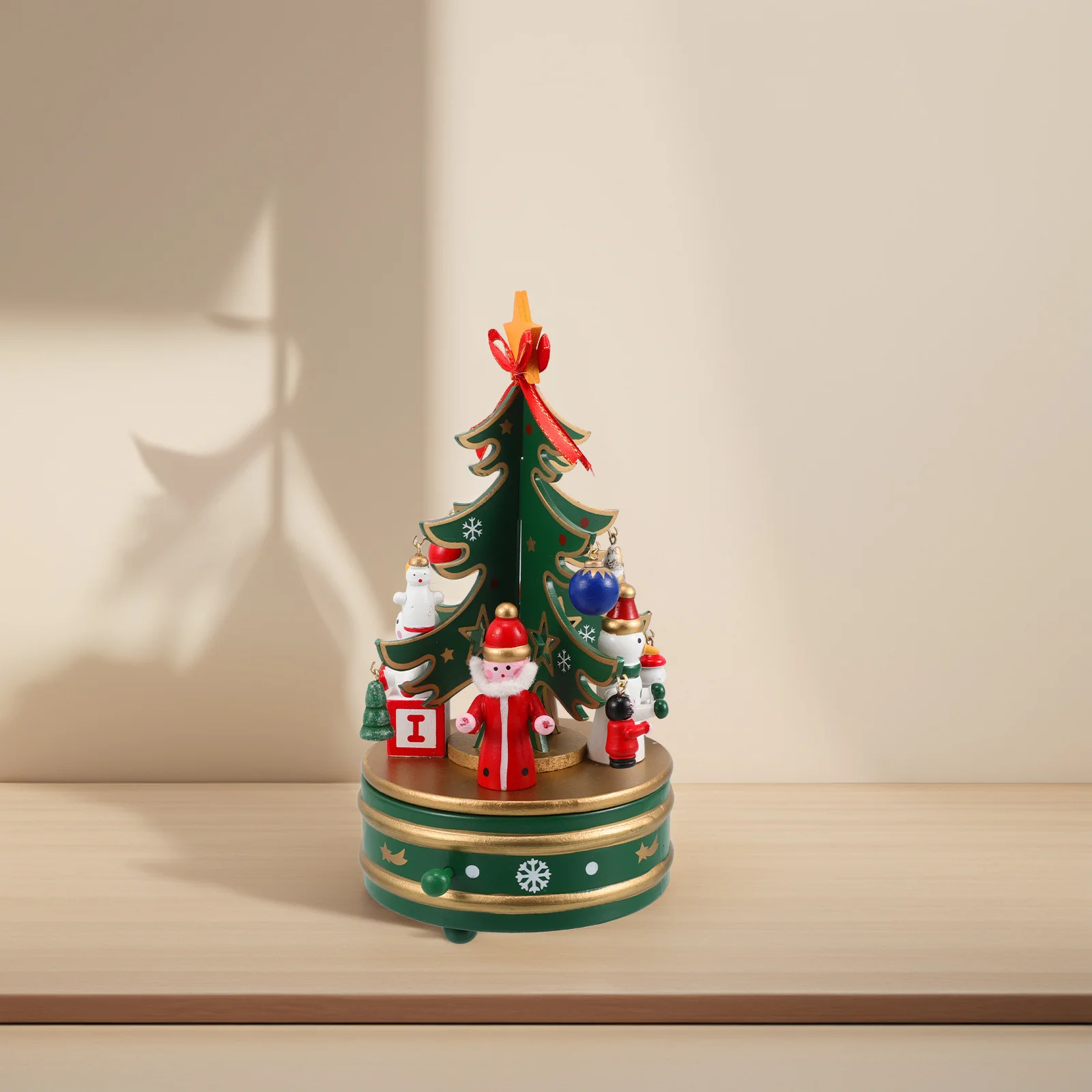 

1Pcs Wood Christmas Tree Music Box Rotating Desktop Ornament Eco Friendly Christmas Decor Gift Wooden Music Box