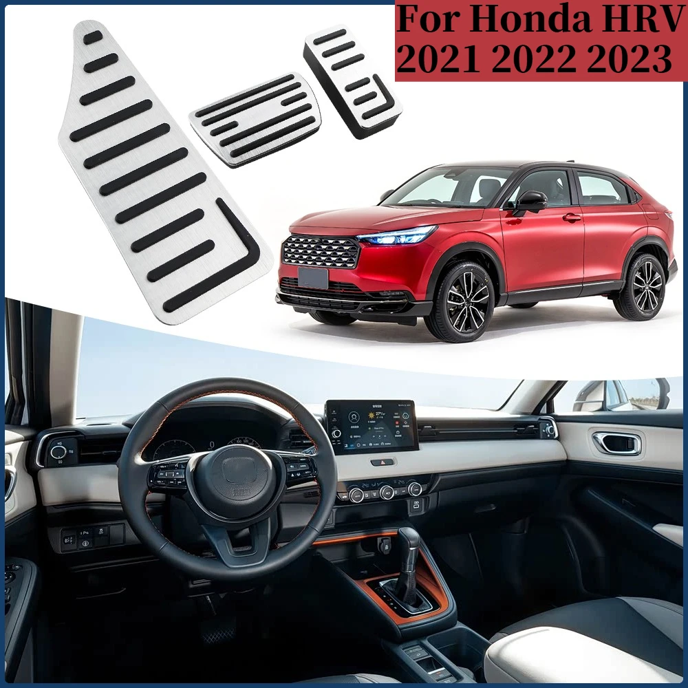Auto Gas Gaspedal Bremsscheibe Pedalabdeckung für Honda HRV HR-V 2021 2022 2023, AT LHD, rutschfeste Innenzubehör aus Aluminiumlegierung
