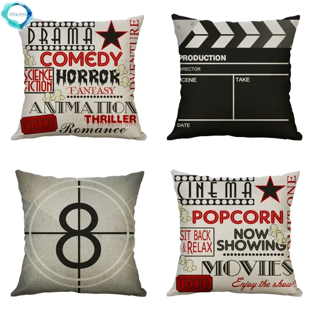 

Home Retro Movie Subtitled Sofa Office Cotton Linen Throw Pillowcase Pillow Cover Decorative Cushion Cover For Home 45X45CM