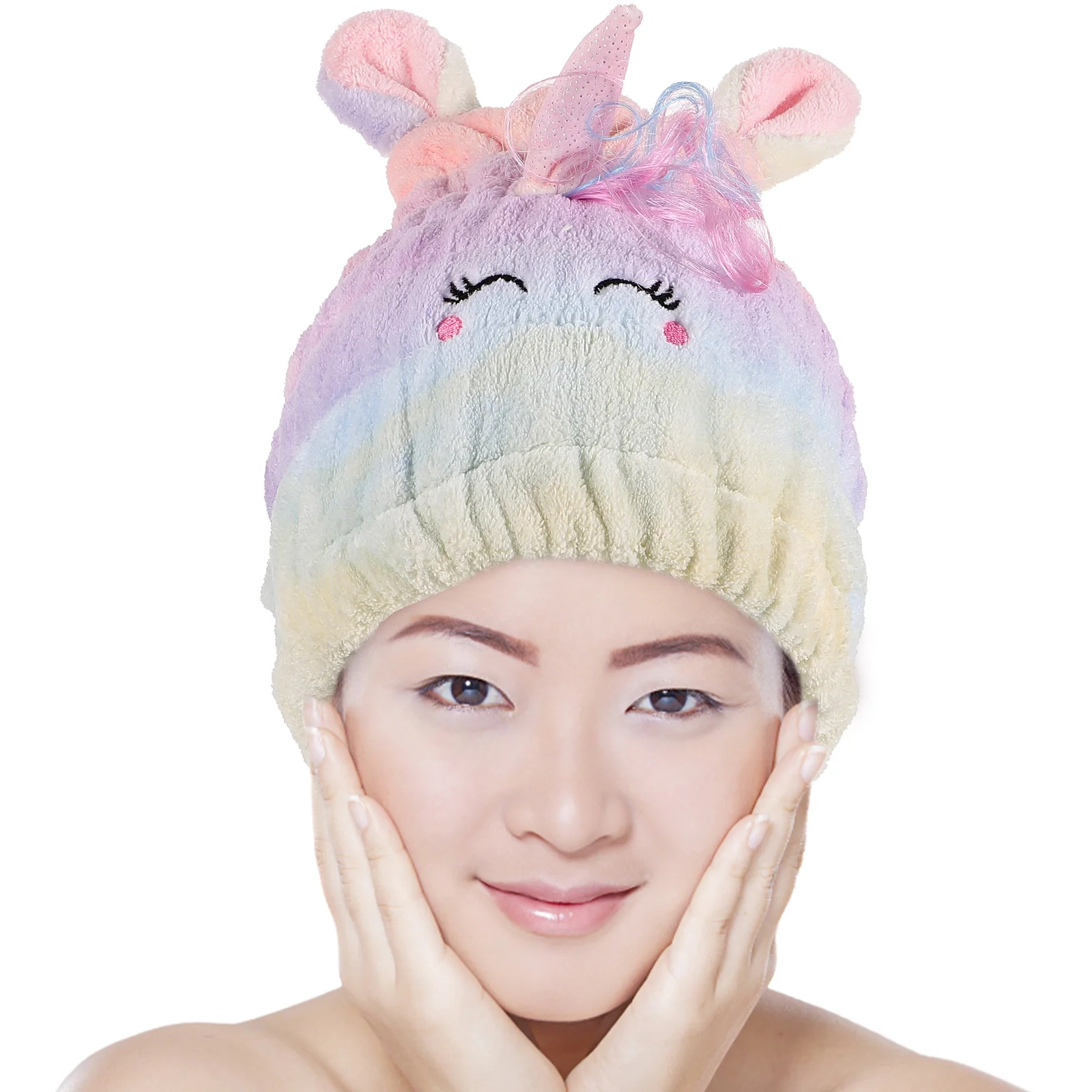 

Dry Cap Absorbent Hair Towel Wrap Coral Fleece Quick Drying Reusable Shower Cap for Women Long Hair Large Size