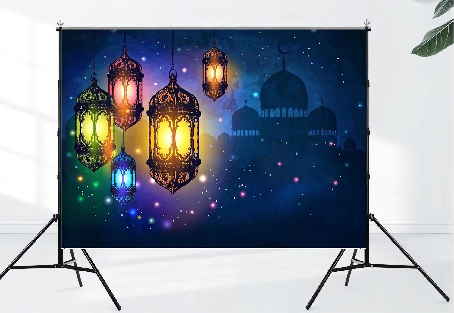 Eid Mubarak Background Muslim Mosque Lights Ramadan Karim Islamic Festival Night Ramadan Month Room Decoration Eid Booths