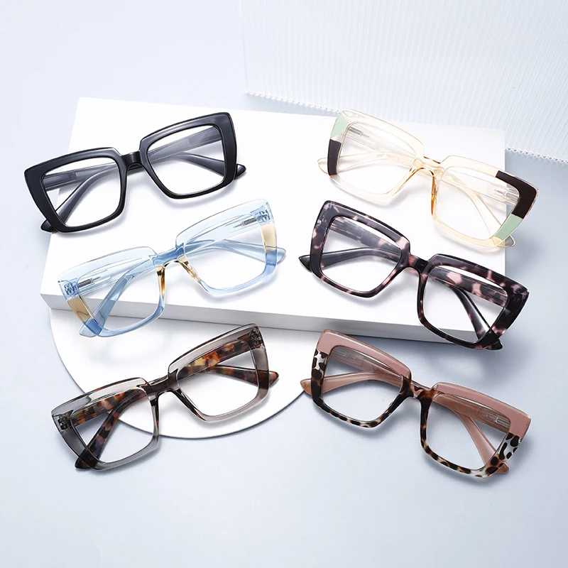 ثلاثة أزواج من نظارات القراءة الأنيقة والمريحة ذات الإطار الكبير، حماية من الضوء الأزرق، مناسبة لكل من الرجال والنساء #3