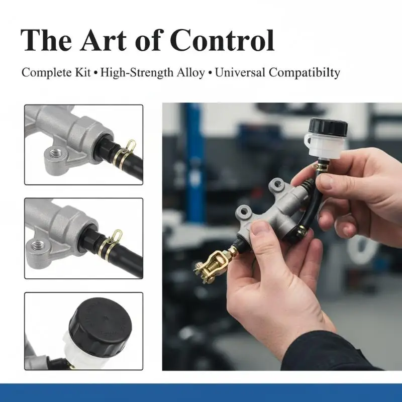 【CR】Rear Brake Master Cylinder Heavy Duty Solid Aluminum With Reservoir Long Lasting for Off-road Adventure Motorcycle Upgrade
