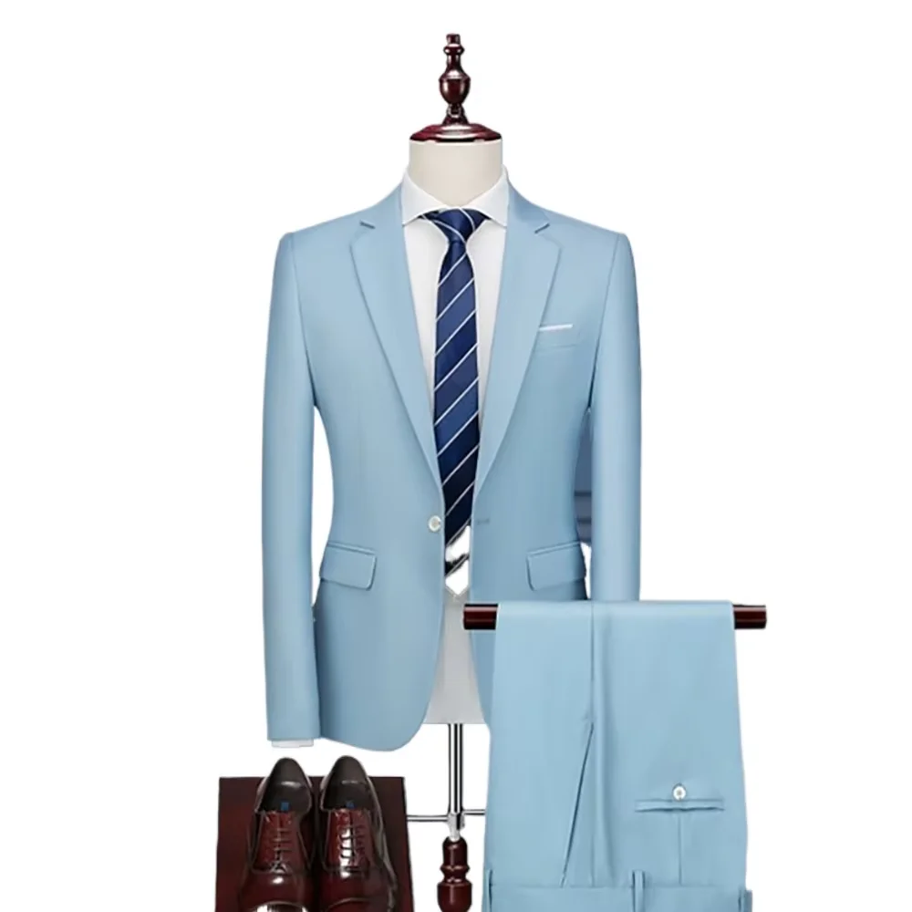 

Single Breasted One Button Men 2 Pieces Suit Set Peak Lapel Slim Fit Chic Dinner Party Business Male Formal Suits