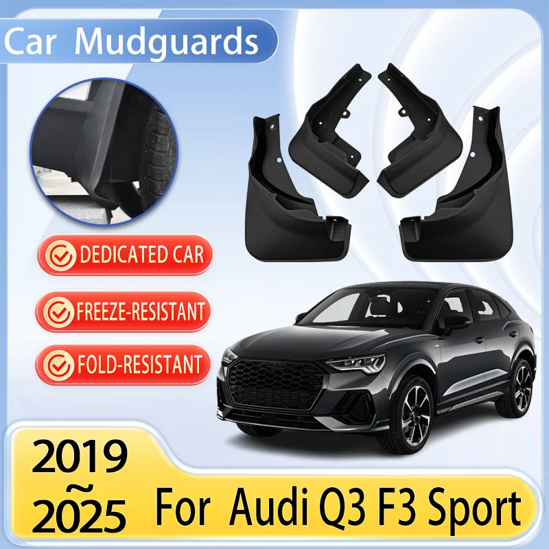 

Car Mudflap For Audi Q3 Sport F3 MK2 II 2019~2024 2025 Front Rear Mudguards Parts Fenders Flare Cover Guard Auto Mud Accessories