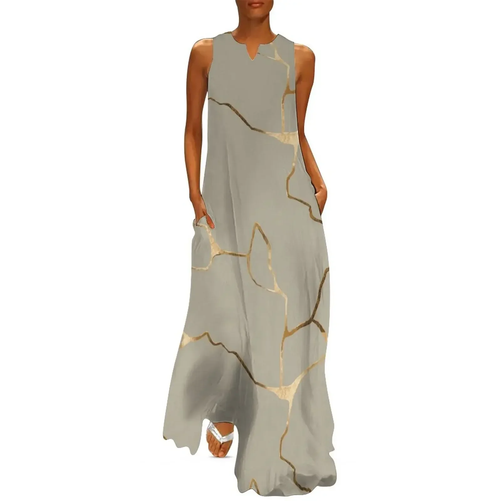 

Japanese Kintsugi Long Dress clothes for women Dress