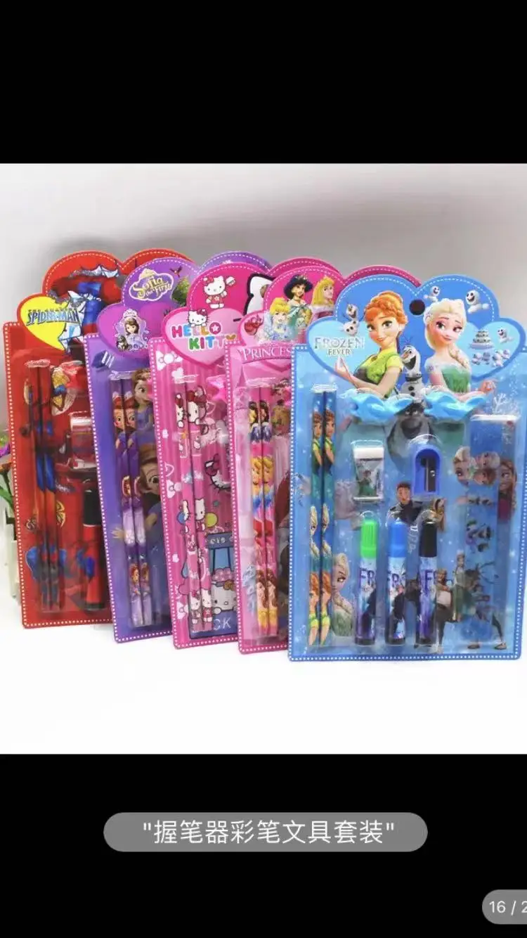 disney cartoon stationery grupo quick frozen eraser cute pen holder lapis sharpener material escolar presente pcs 01