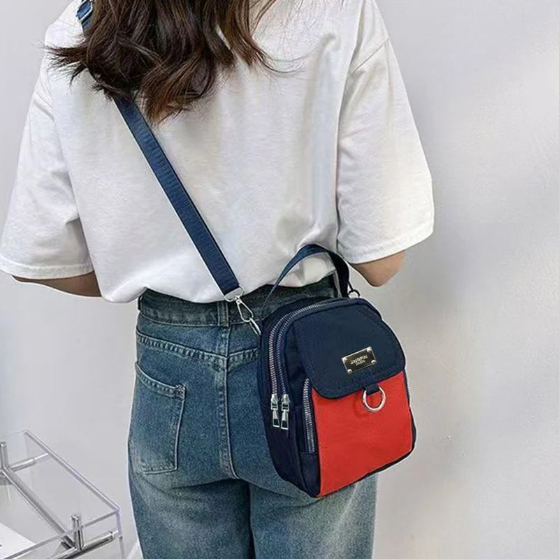 Grace Compact Convertible Crossbody Backpack, Solid Tone Lightweight Nylon Bag with Detachable Wide Shoulder Strap image 6