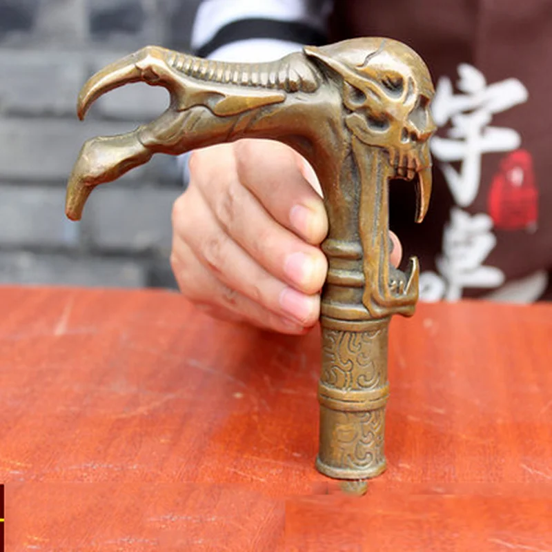 collection-antique-bronze-fait-a-la-main-coulee-diable-crane-statue-tete-de-baton-de-marche