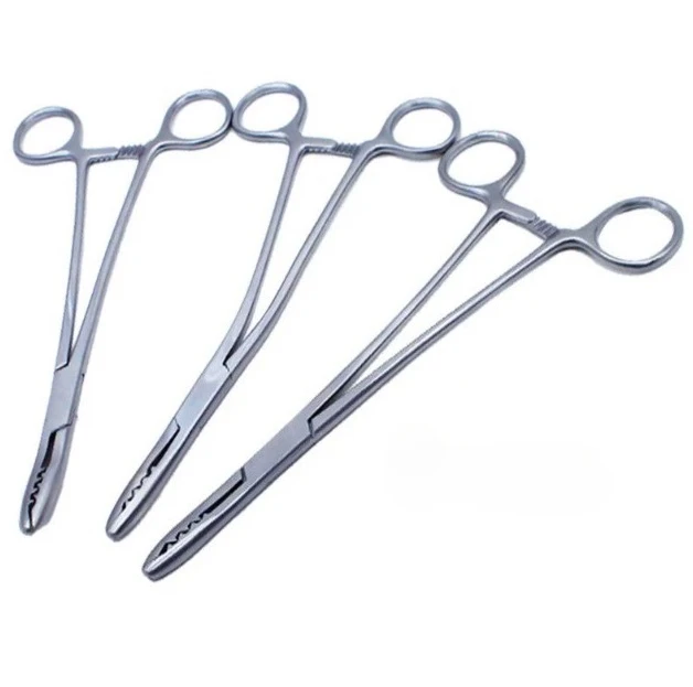 Orthopedic Toothed Forceps Tissue Grasping Joint Capsule Forceps Serrated Jaw Stainless Steel Straight Curved 20.5cm