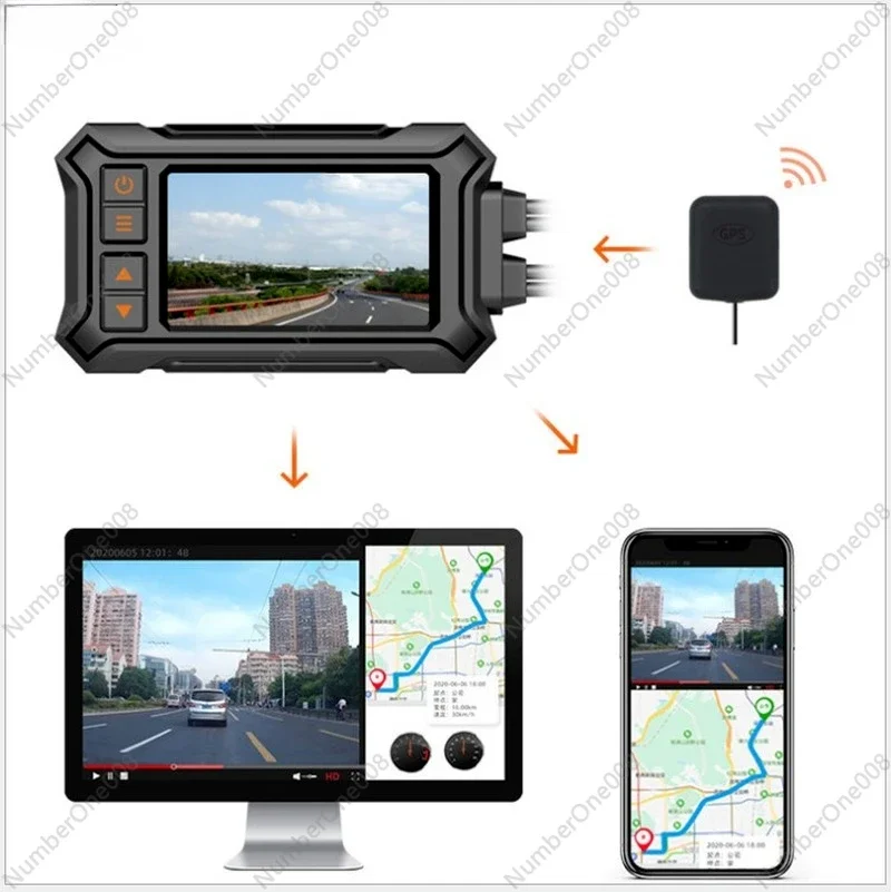 Car Accessorie Motorcycle Dash Cam HD Dual Lens Dual Recording Starlight Night Vision WiFi Mobile Phone Internet Full Diving GPS