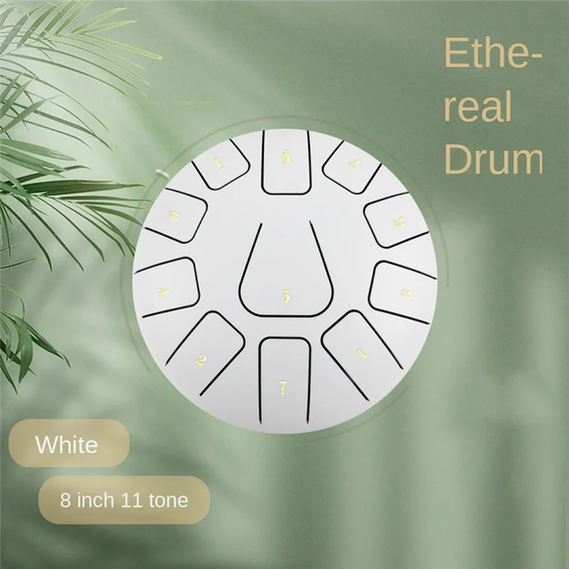 

AS98-8 Inch Steel Tongue Drum, 11 Note Tambourine With Drumsticks And Finger Picks For Meditations Tambourine Instrument