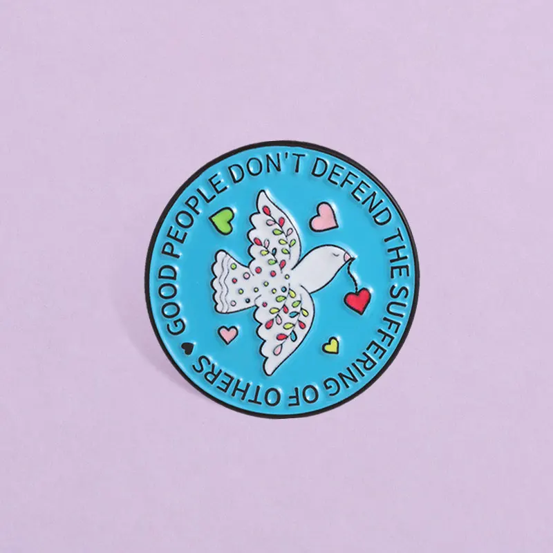 Peace Dove With Heart And Quote Enamel Pin Meaningful Social Justice Brooch Lapel Badge Jewelry Gift For Clothing Accessories