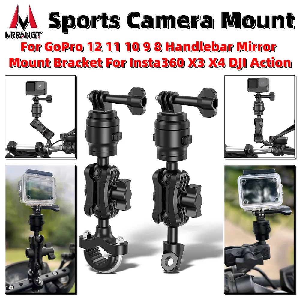 

Motorcycle Bicycle Holder For GoPro 12 11 10 9 8 Handlebar Mirror Mount Bracket For Insta360 X3 X4 DJI Action Camera Accessories
