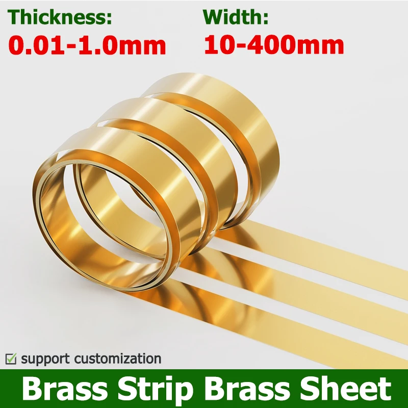 

1Meter Brass Strip Sheet Thickness 0.01-1mm Steel Coil Steel Plate Width 10-400mm 0.02/0.05/ 0.1/0.15/0.2/0.25/0.3/0.4/0.5mm