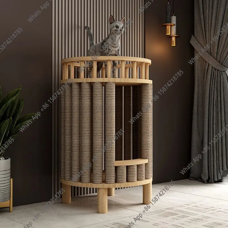 L Solid Wood Cat Nest Cat Climbing Frame Space Capsule Cat Villa Nest Shelf Pet Toy Scratchers Products Furniture Accessories