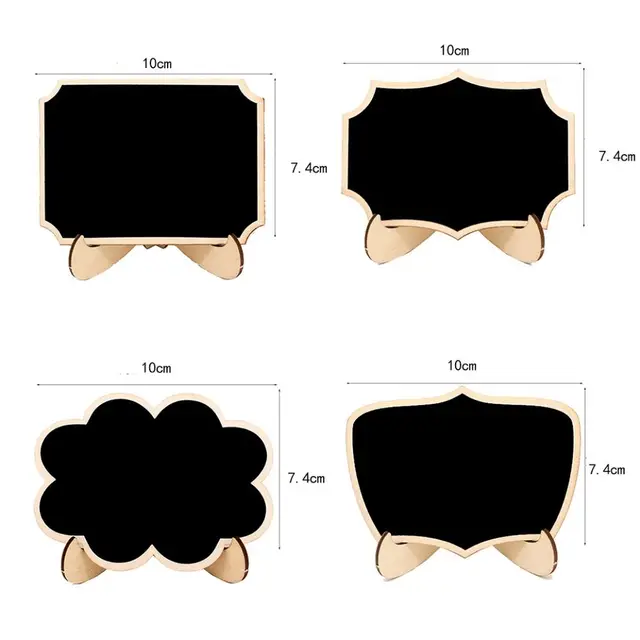 10pcs Mini Lace Shape Message Board Easel Stand Memo Props Table Place Card Black Wooden Chalkboard Signs Wedding Party 6