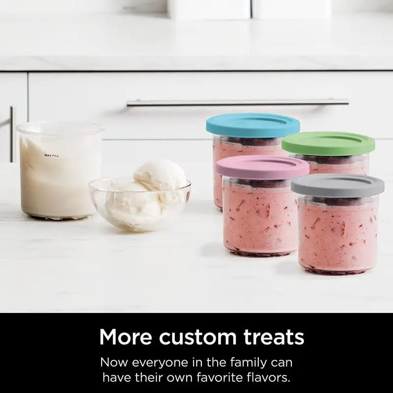 4 Pcs Reusable Ice Cream Containers Ice Cream Maker Replacements Storage Jar With Sealing Lids Compatible with NC299AM C300s