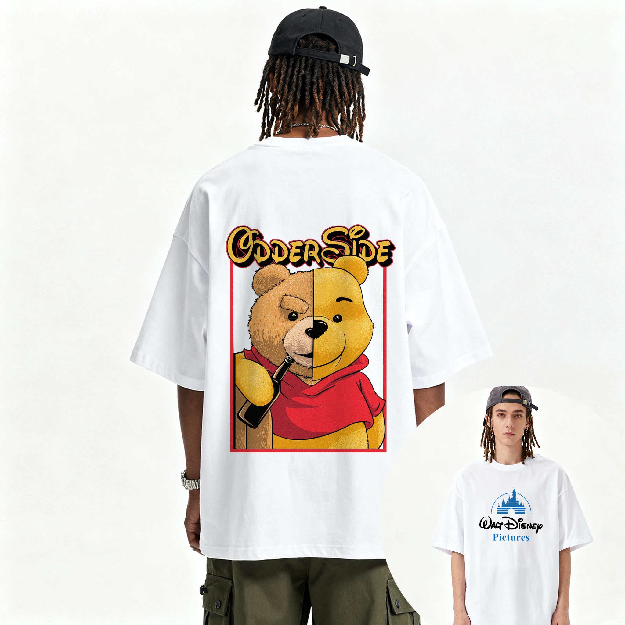 Disney Winnie the Pooh graphic T-shirt Summer Fashion Sports Pure cotton Men's T-Shirt Children's Clothing Tee Y2k Woman