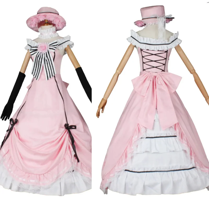 Anime Black Butler Ciel Phantomhive Robin Cosplay Costumes Aldult Female Woman Dress Halloween Party Top Hat Suit NX6953