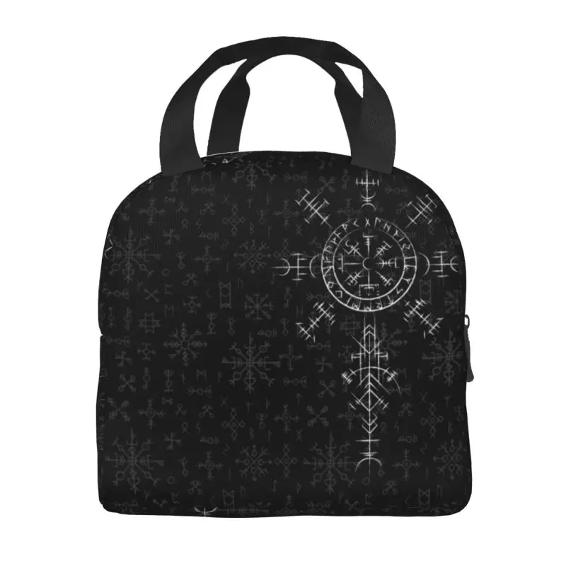 Lucky Charm Viking Compass Vegvisir Insulated Lunch Bag for Work School Vikings Valhalla Leakproof Cooler Thermal Bento Box Kids