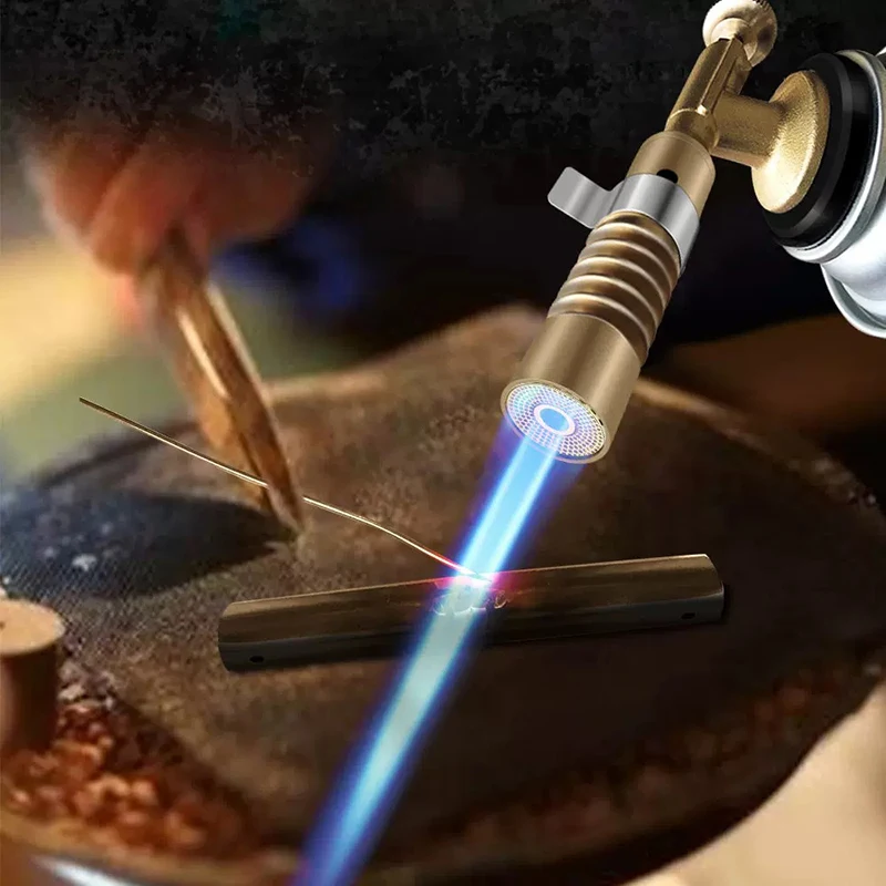Portable Welding Torch Gas Burner Portable Flame Gun Butane High Temperature Welding Gas Lighter Torch Outdoor Camping BBQ Gas