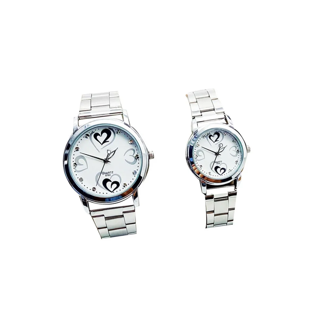 2 قطعة ساعات الأزواج حزام الصلب كوارتز ساعات المعصم مقاوم للماء عشاق الموضة هدية لعيد الحب أعياد الميلاد السنة الجديدة #5