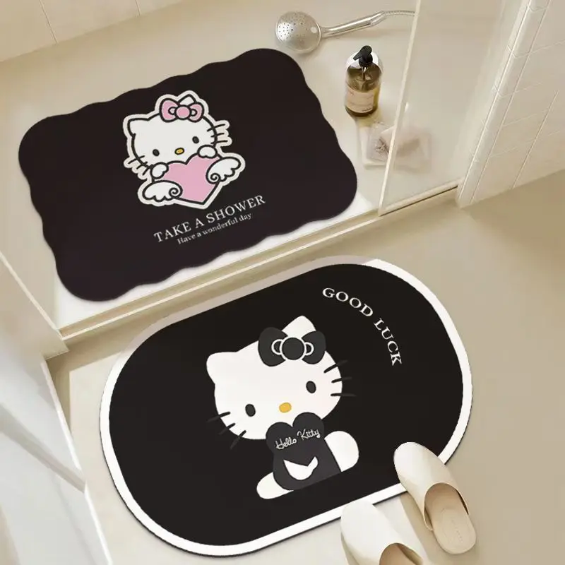 Sanrio เสื่อลายการ์ตูนน่ารักใหม่สำหรับบ้านเสื่อดูดซับไม่พรมเช็ดเท้าหน้าประตูในห้องน้ำเสื่อเท้าในห้องน้ำเครื่องประดับหัวใจผู้หญิงที่เรียบง่าย