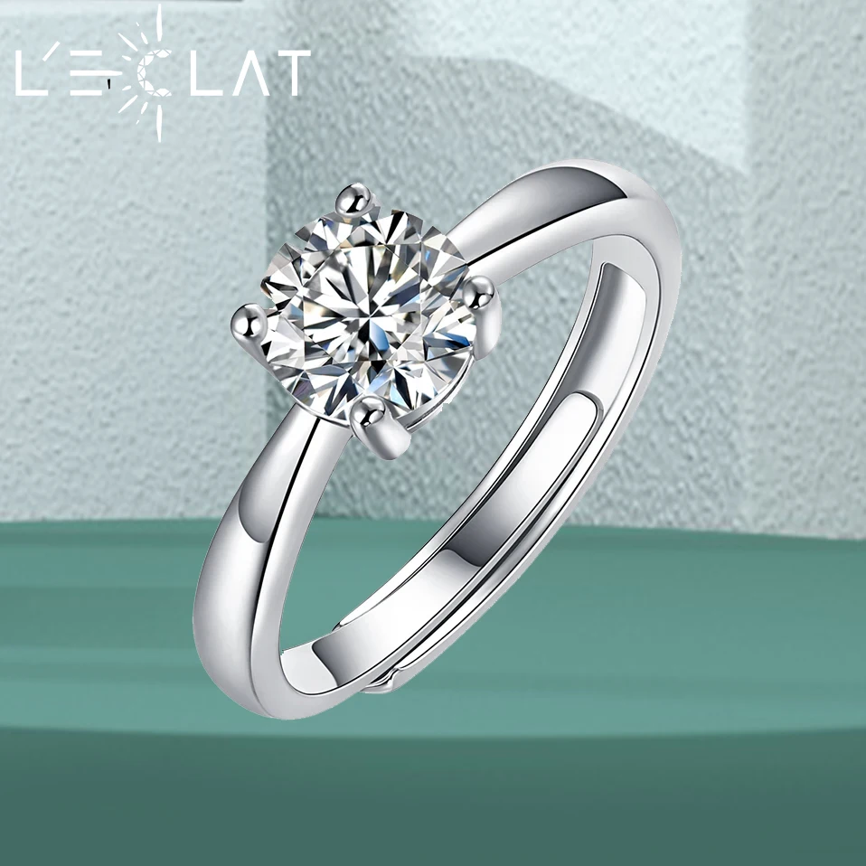 

LECLAT 0.5-10CT Moissanite Diamonds Rings Engagement For Women 925 Sterling Silver Round Brilliant Wedding Band Fine Jewelry