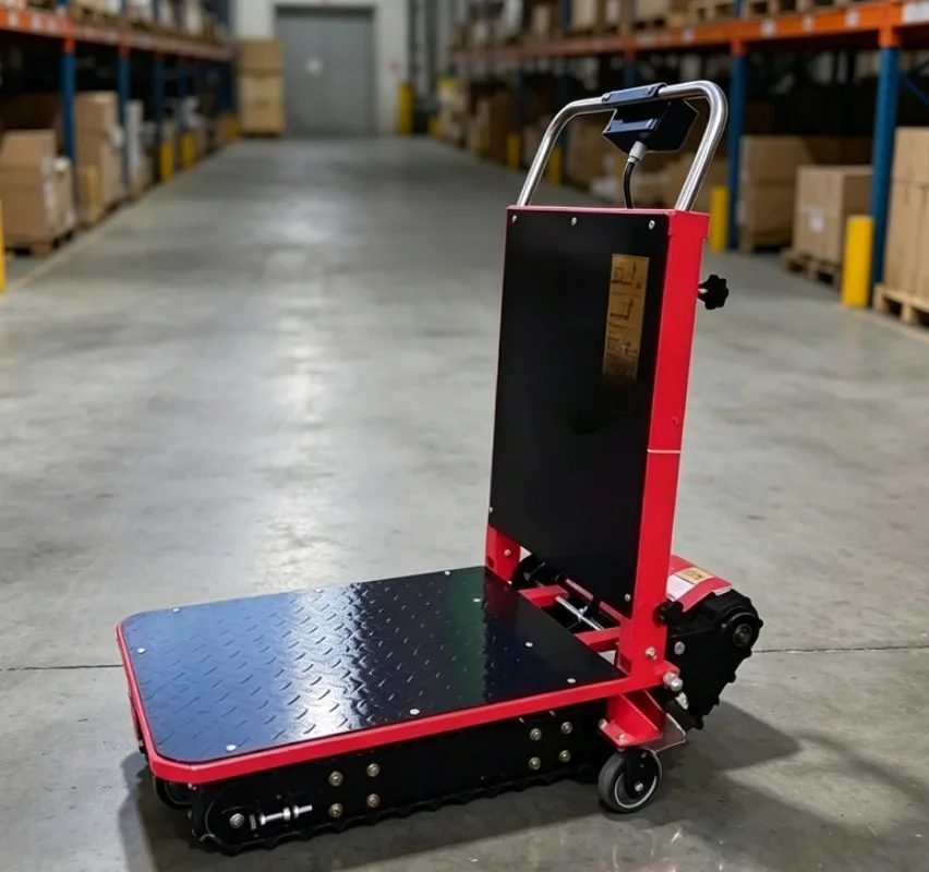 400kg Electric Stair Climbing Cart, Tracked Cargo Trolley with Foldable Angle Adjust for Heavy Transport