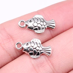 WYSIWYG 20pcs 19x10mm Fish Charm Pendants For Jewelry Making Antique Silver Color Fish Pendants Charm Fish