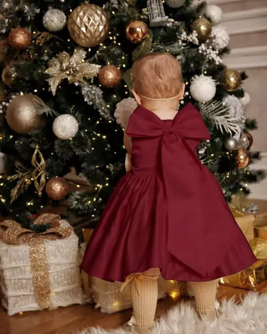 아기 여자아이 큰 리본 생일 파티 드레스 유아 무대 의상 튜튜 가운 세례식 여자아이 의상 우아한 동화 스타일 의류