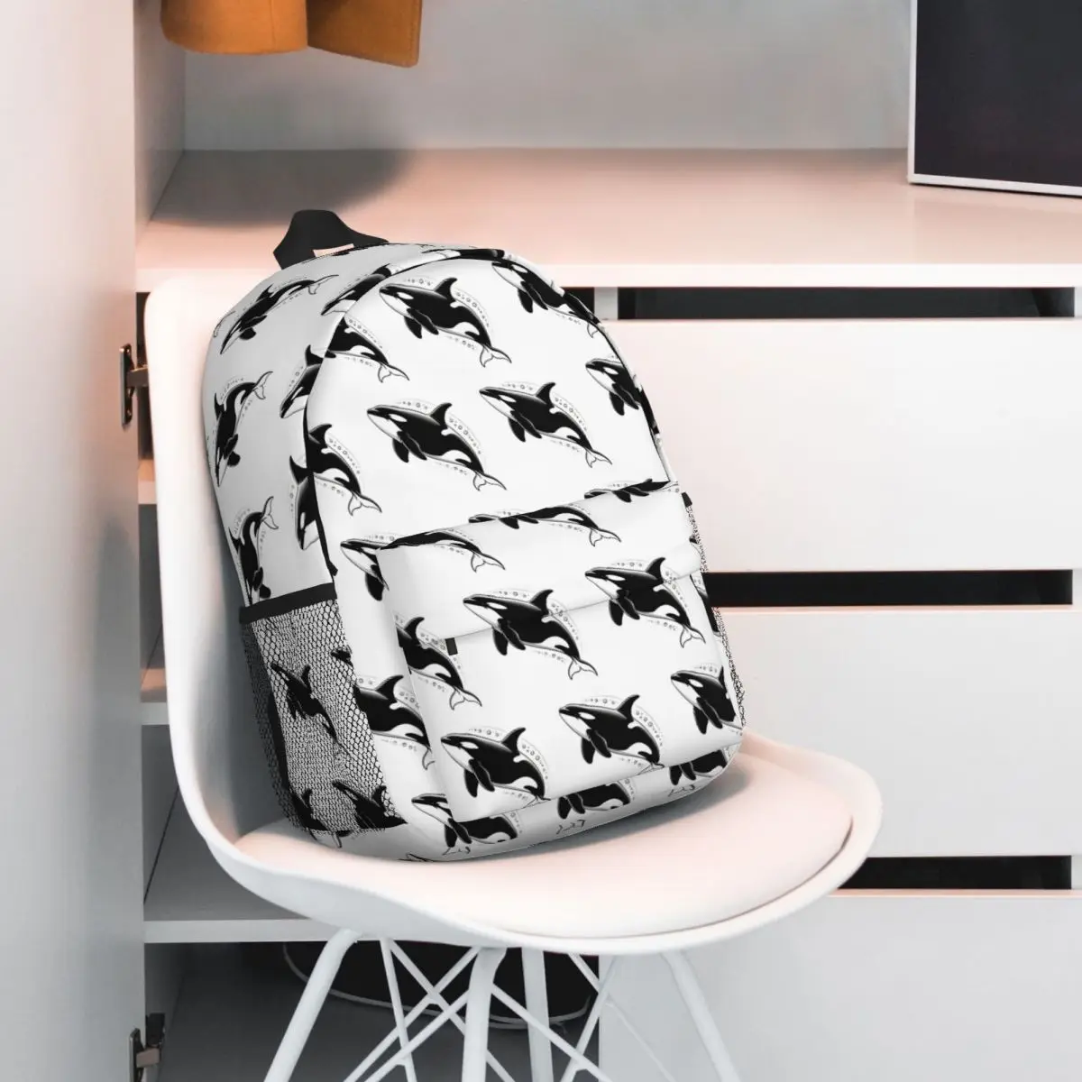 Black White Cute Killer Whale Backpack Student BookBag Kids School Bag Computer Shoulder Bags for Boys Girls