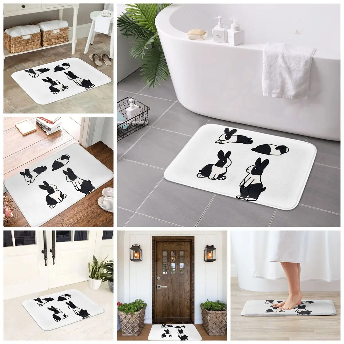 Fun Bun Dutch Standard Rabbits Doormat Kitchen Entrance Home Floor Mat Anti-slip Carpet Rug for Bedroom Footpad Mats