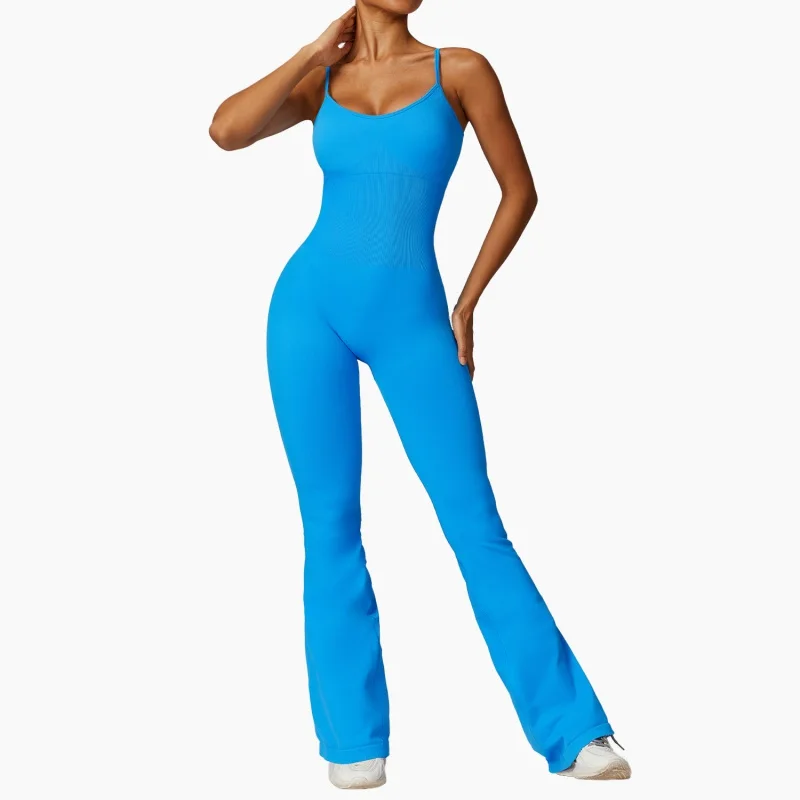 Seamless Tight Yoga Jumpsuit Women's Leisure Horn One-Piece Quick-Drying Fitness Sports Jumpsuit7528