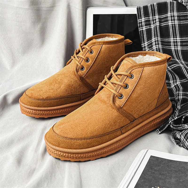 

Brown Classic Snow Boots Men Comfort Warm Plush Men's Winter Boots Platform Suede Ankle Boots Man Casual Boots botas de nieve
