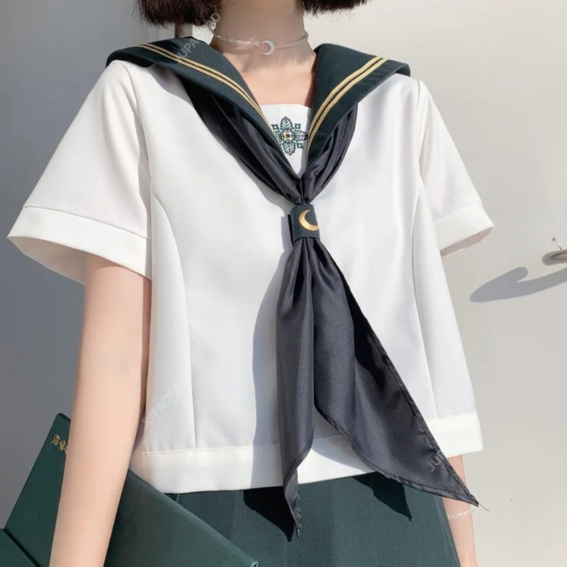 Ink-green water hand clothes jk uniform long sleeve short sleeve jacket basic description Cute Japanese Style Uniform Fashion