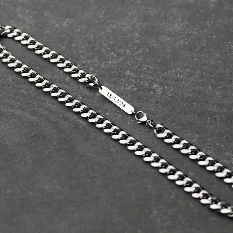 

Roro's 12mm Thick Mens Chunky Chain Necklace With Personalisation Mens Womans Unisex Grunge Jewelry Gift For Him Her