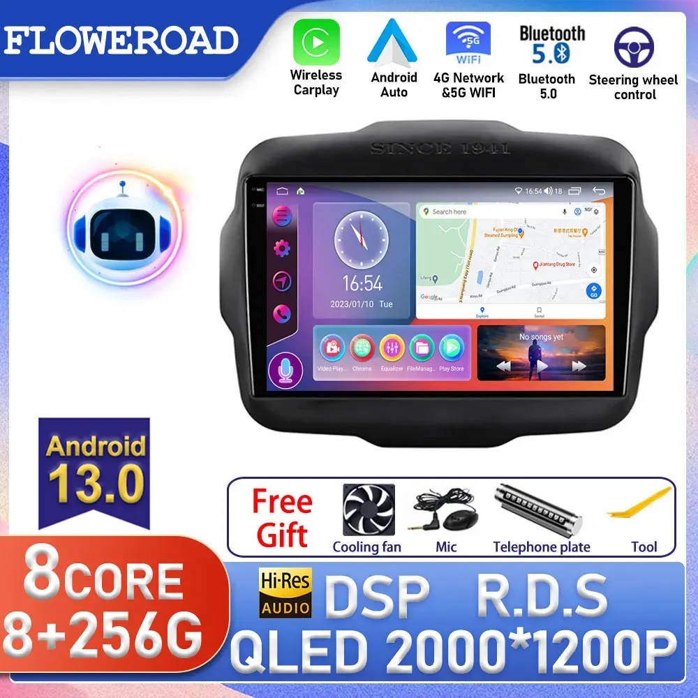 

For Jeep Renegade 2016 2017 2018 2019 2020 Android Car Radio Multimedia Video Player GPS Navigation Autoradio CarPlay DSP DVD