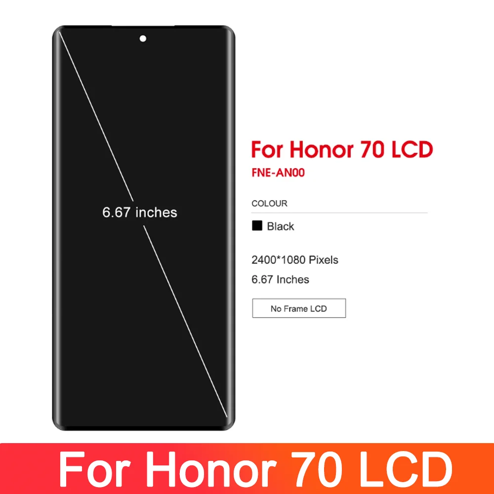 AMOLED dla Huawei Honor 70 Honor70 FNE-AN00, FNE-NX9 Pantalla wyświetlacz Lcd ekran dotykowy wymiana zespołu Digitizer