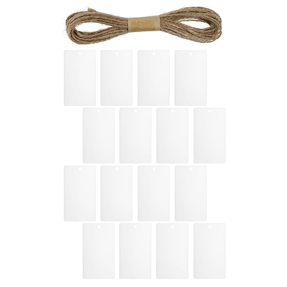 

16pcs Acrylic Storage Box Labels High Grade Material DIY Basket Tags White Pantry Markers Hanging String File Folder