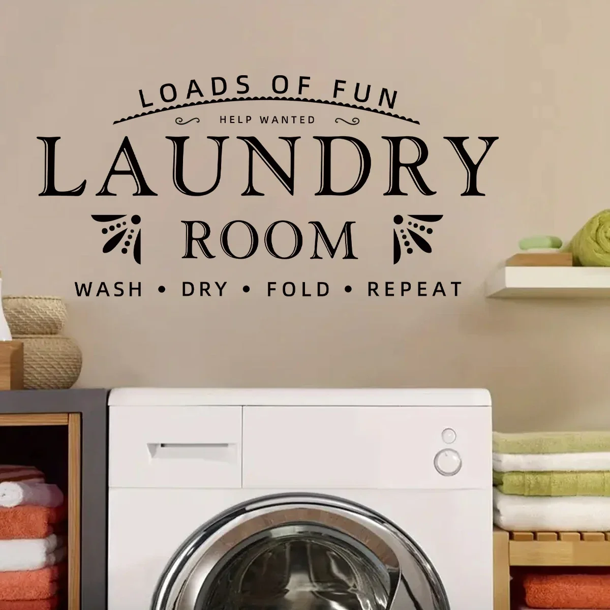1Pc English Laundry Room Text Wall Stickers Home Decor Accessories Living Room Bedroom Decoration Wall Decals