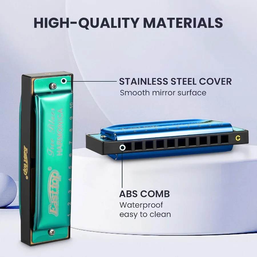 مجموعة هارمونيكا الشرقية مكونة من 7 مفاتيح جهاز فم Diatonic مع حافظة في القصب البرونزي الاحترافي B C D E F G مع لمسة نهائية مصقولة لـ