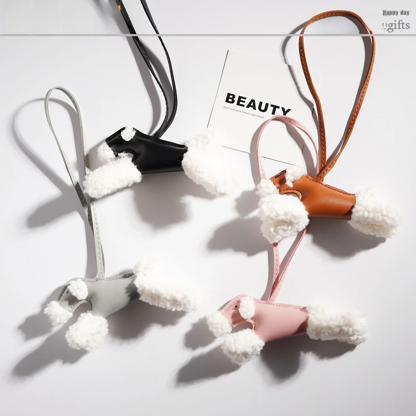 Adorable Plush Winter Keychain Dog Toy Car Decoration Pendant Multi Color Pet Series Cute Style Oval Pattern Width 8cm Length...