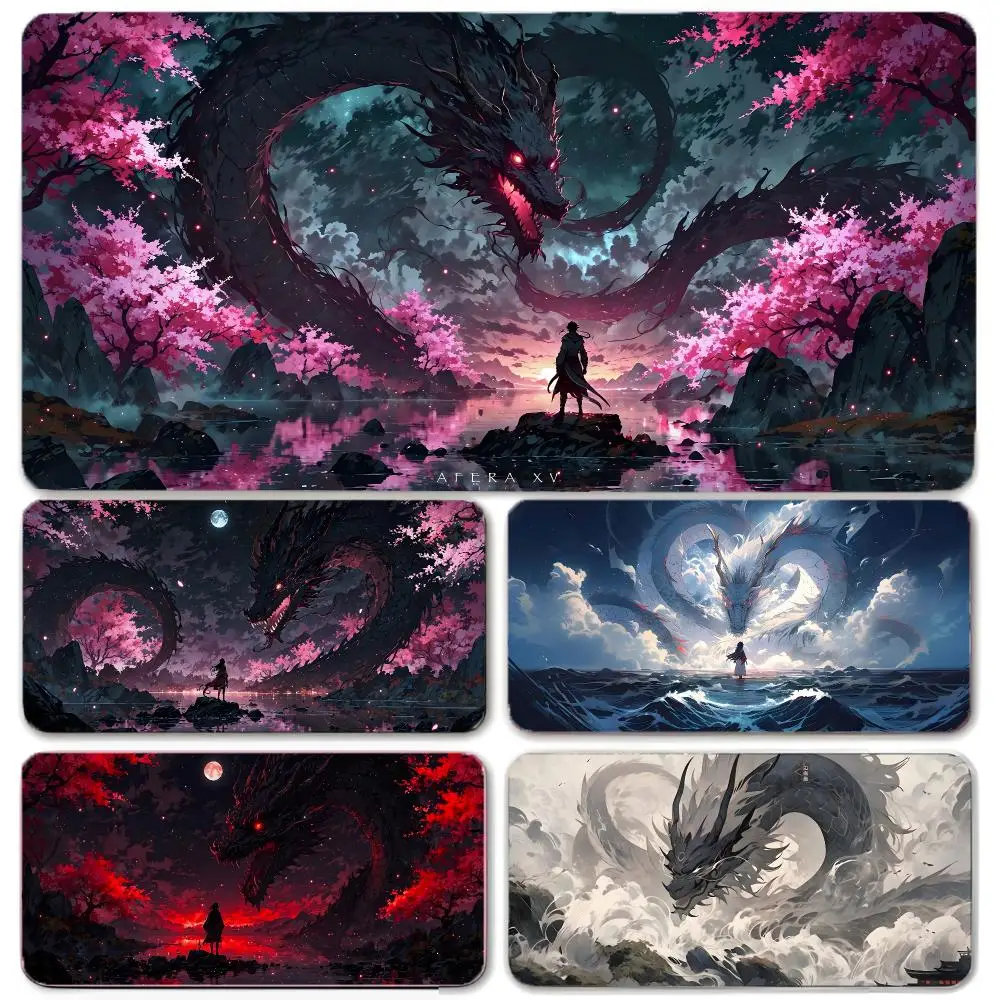 Creature Mythology Dragon Mouse Pad Large Gaming Mousepad with Thick Stitched Edge Non-Slip Desk Mat