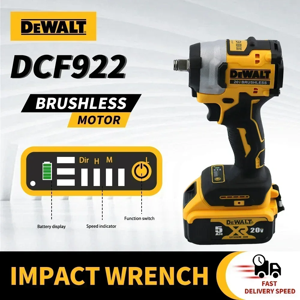 DEWALT DCF922 Brushless Charging 20V Impact Wrench  Strong Torque LED Lighting Stepless Speed Control Strong and Durable Tool